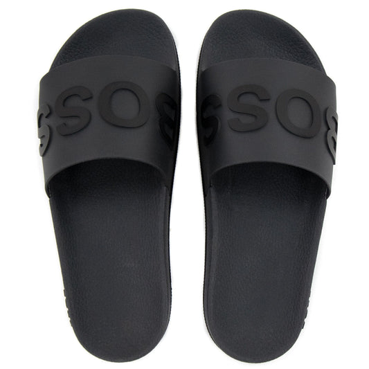 Hugo Boss Embossed Logo Monogram Slides Medium Grey