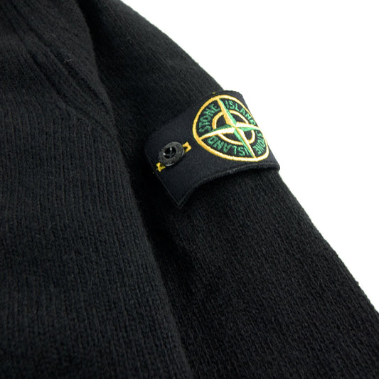 Stone Island Zip And Button Pop Over Sweater Black V0029