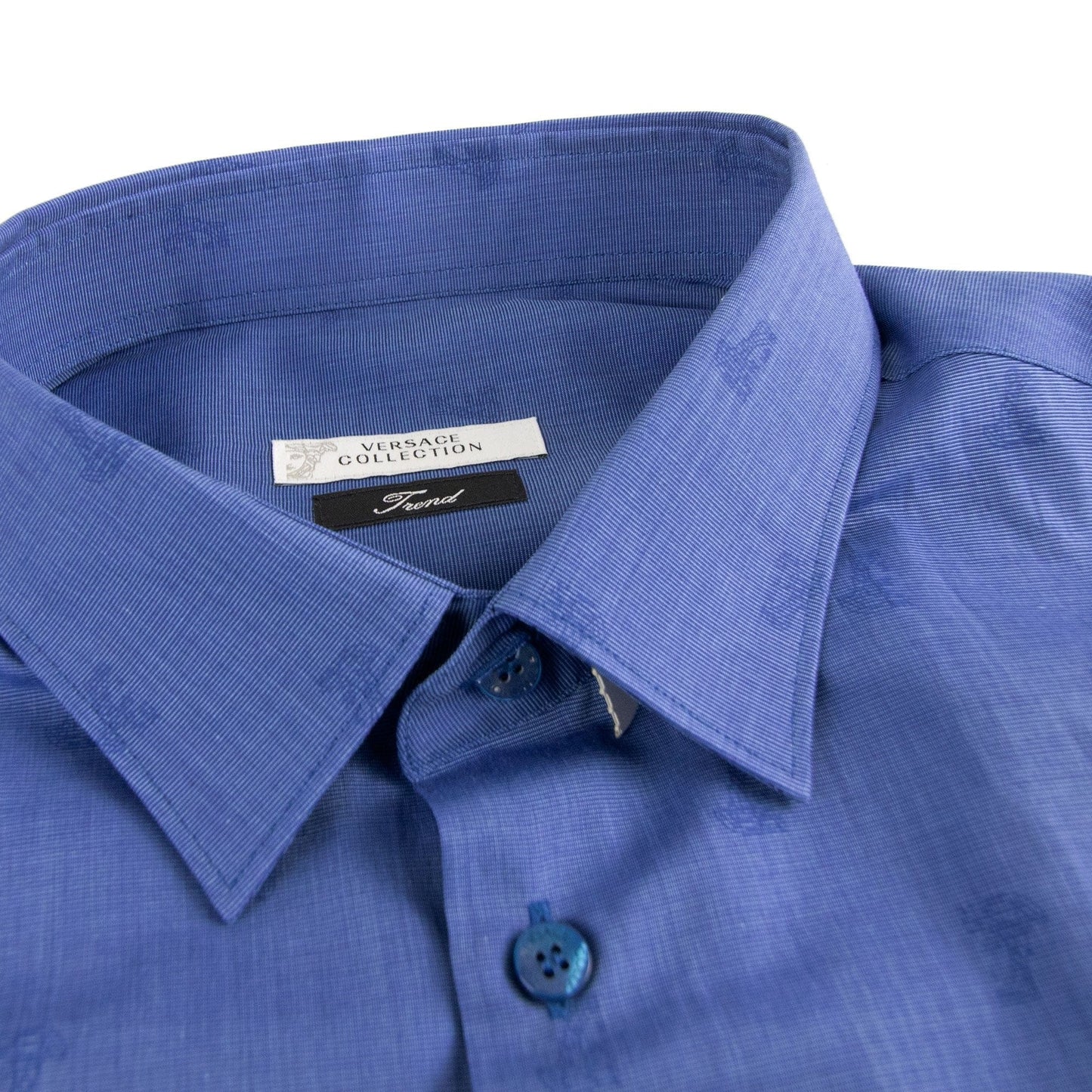 Versace Collection All Over Logo Print L/s Shirt Navy Blue