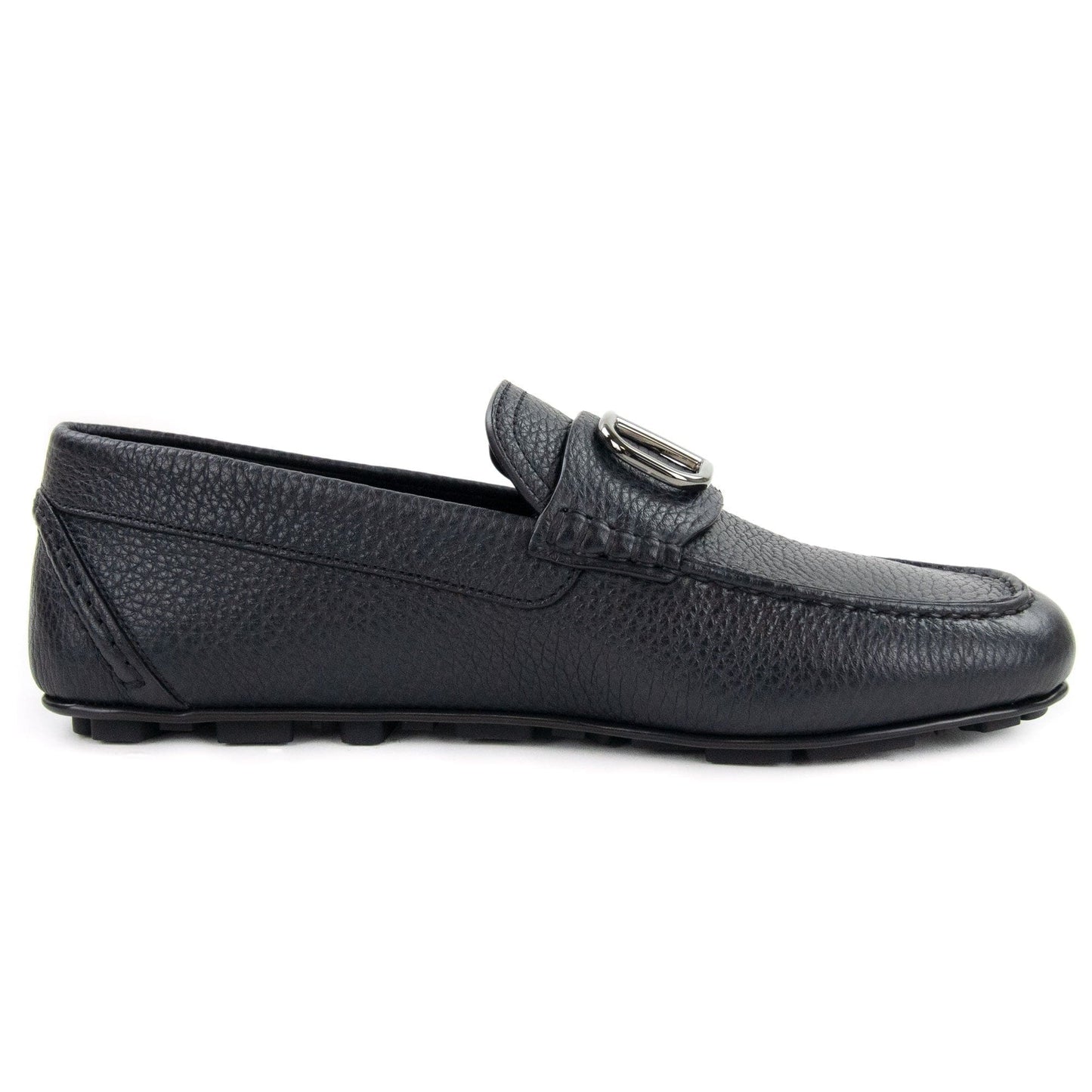 Valentino Vlogo Calfskin Driving Shoe Black