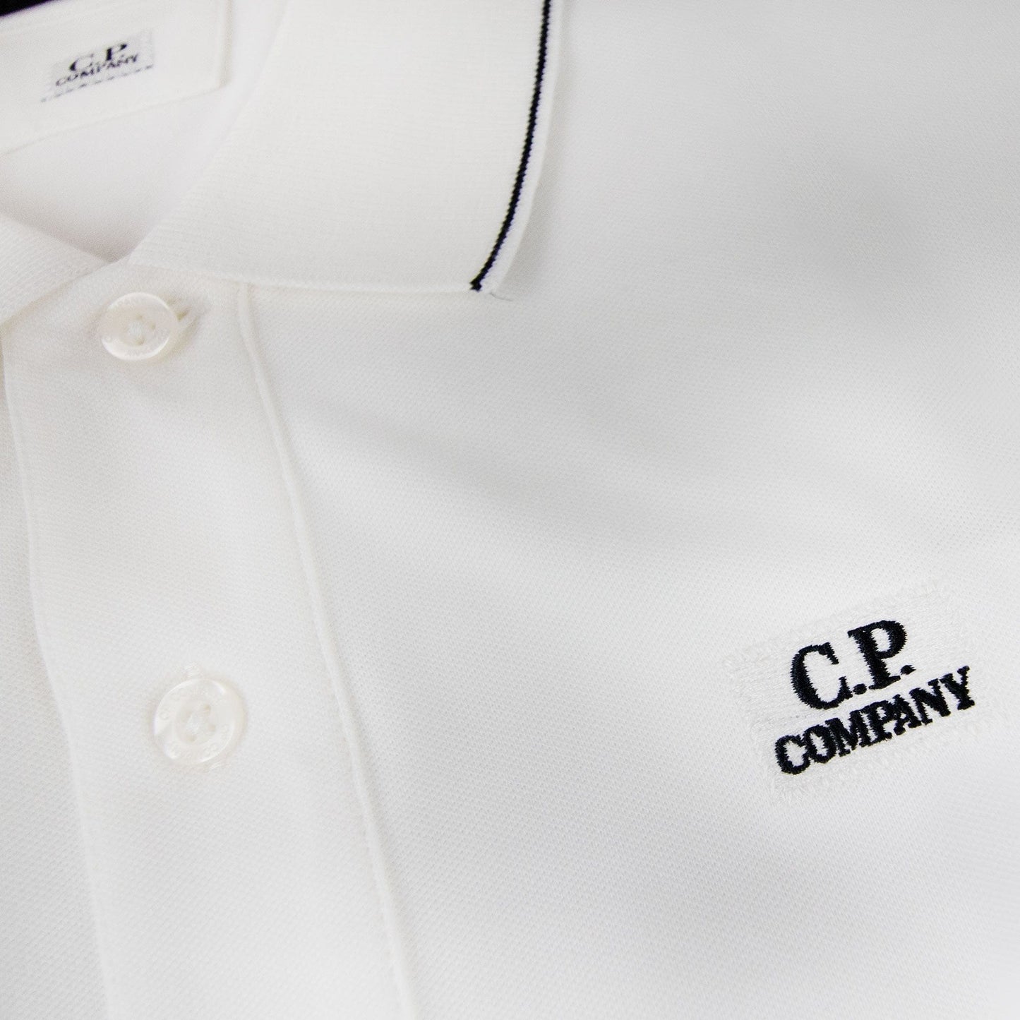 CP Company Stretch Piquet Polo White 103