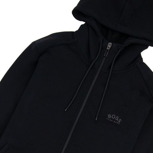 Hugo Boss Saggy Curved Logo Zip Up Sweatshirt Black 001