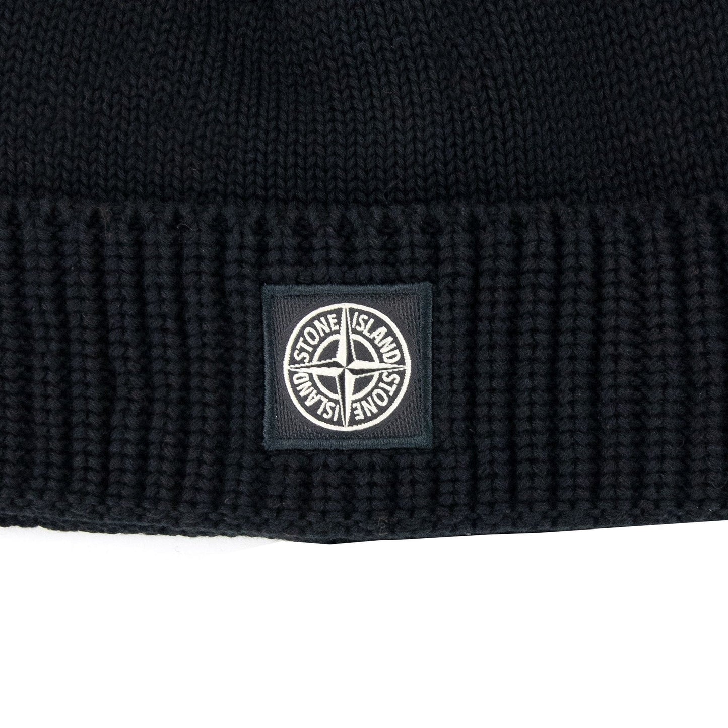 Stone Island Junior N01a7 Knit Patch Logo Beanie Black V0029