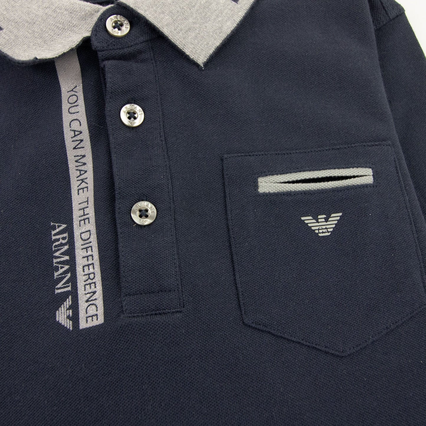 Armani Junior Eagle Logo L/s Polo Shirt Navy