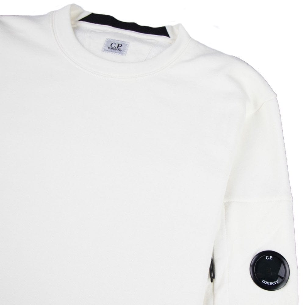 Cp Company Diagonal Raised Fleece Lens Crew Sweatshirt White 103