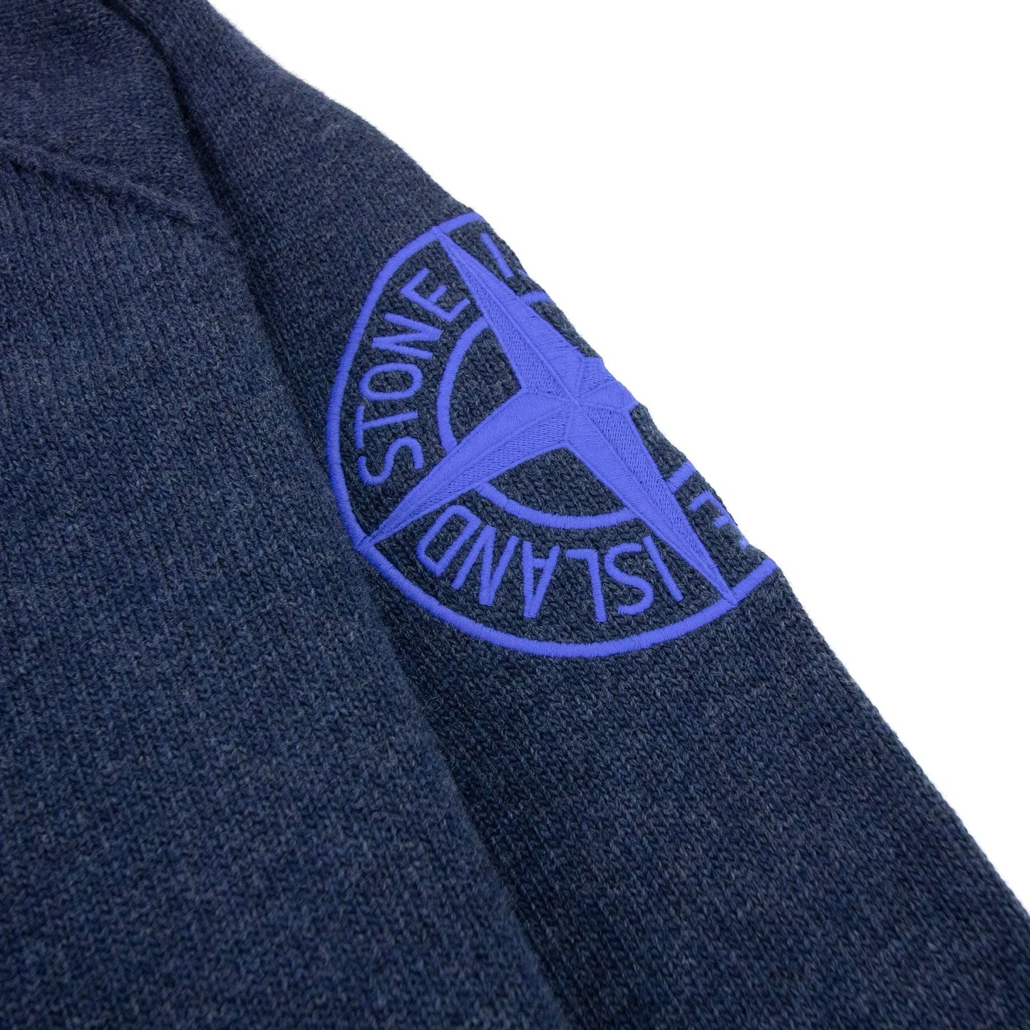 Stone Island Embroidered Logo Knitted Sweatshirt Navy V0020