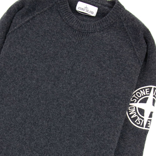 Stone Island Embroidered Logo Knitted Sweatshirt Dark Grey V0065
