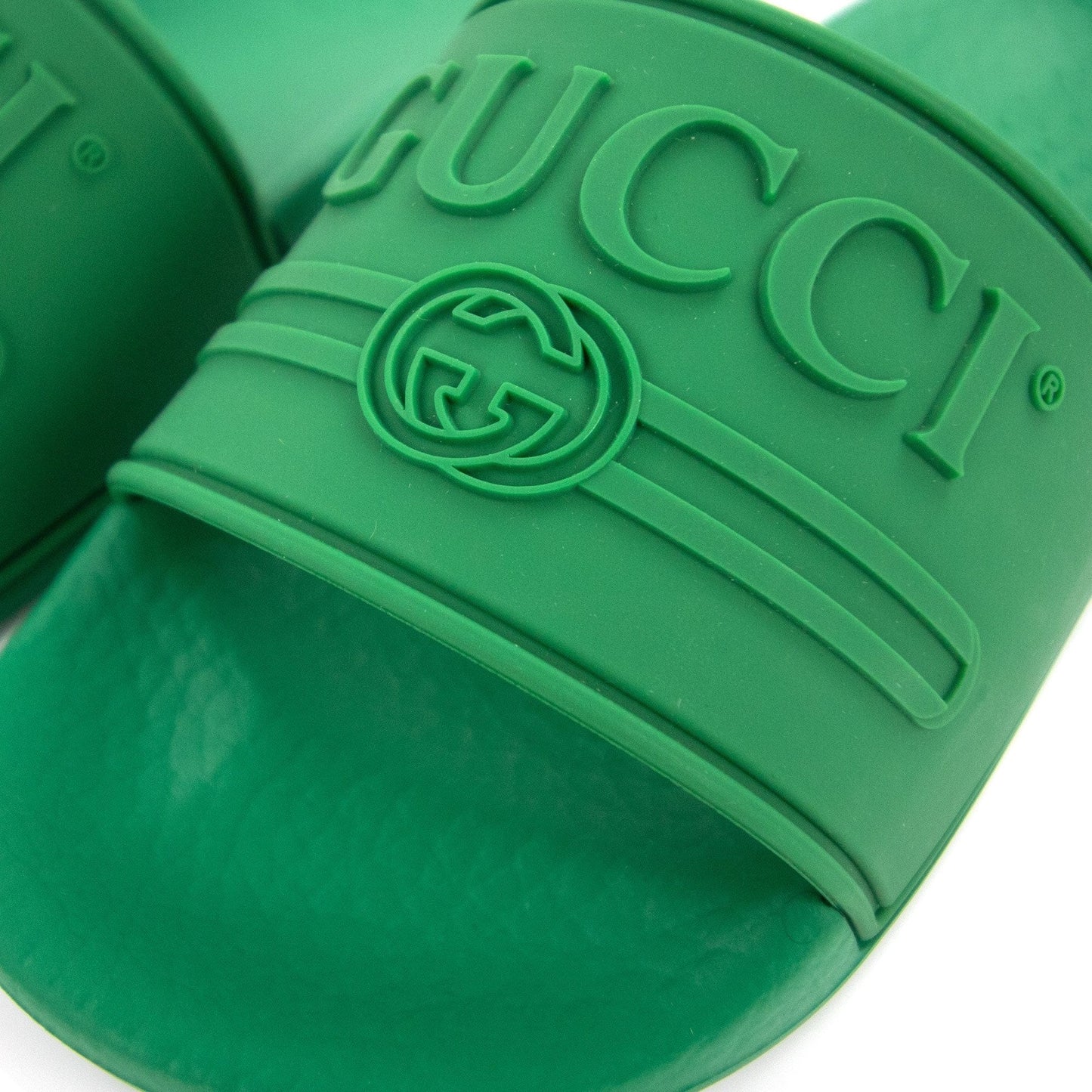 Gucci Logo Rubber Slider Green