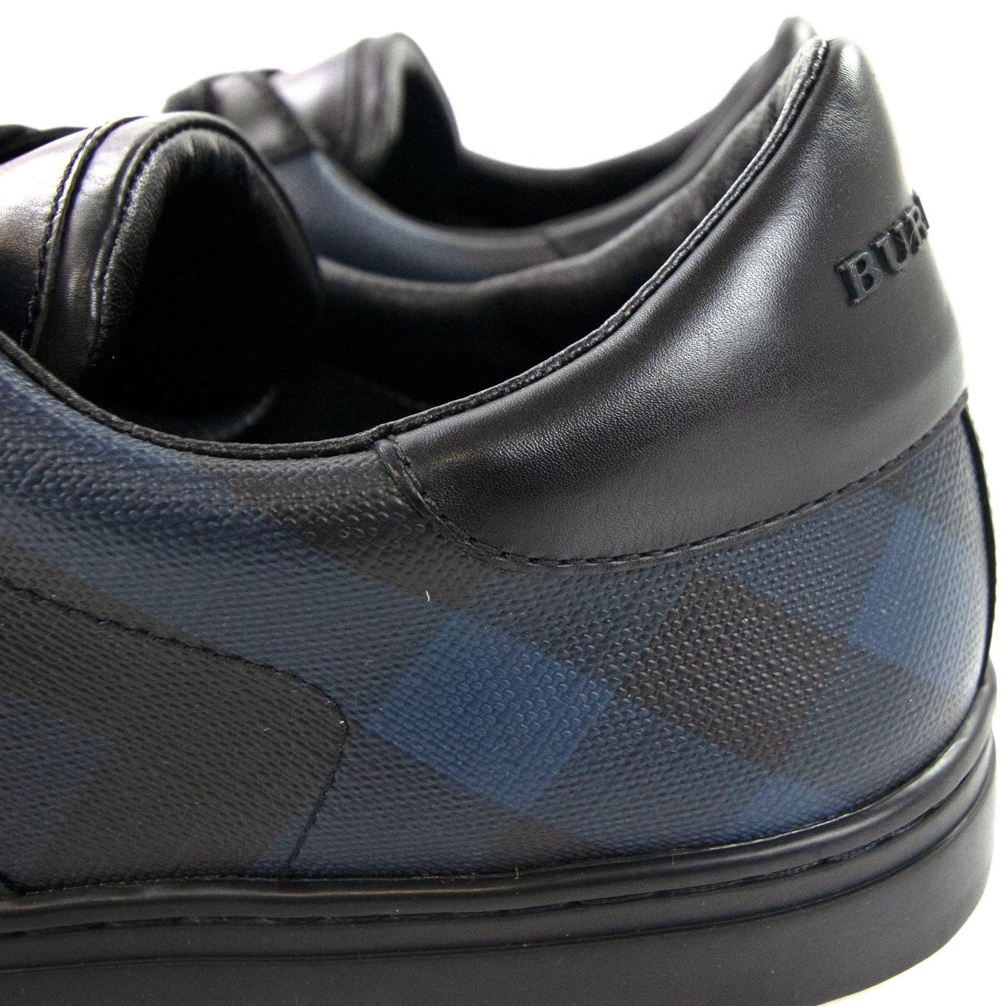 Burberry Ritson London Leather Check Trainers Navy