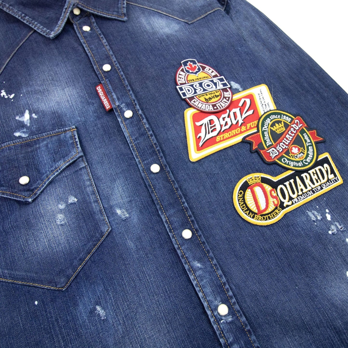 Dsquared2 Dark Dropped Military Denim Shirt Blue