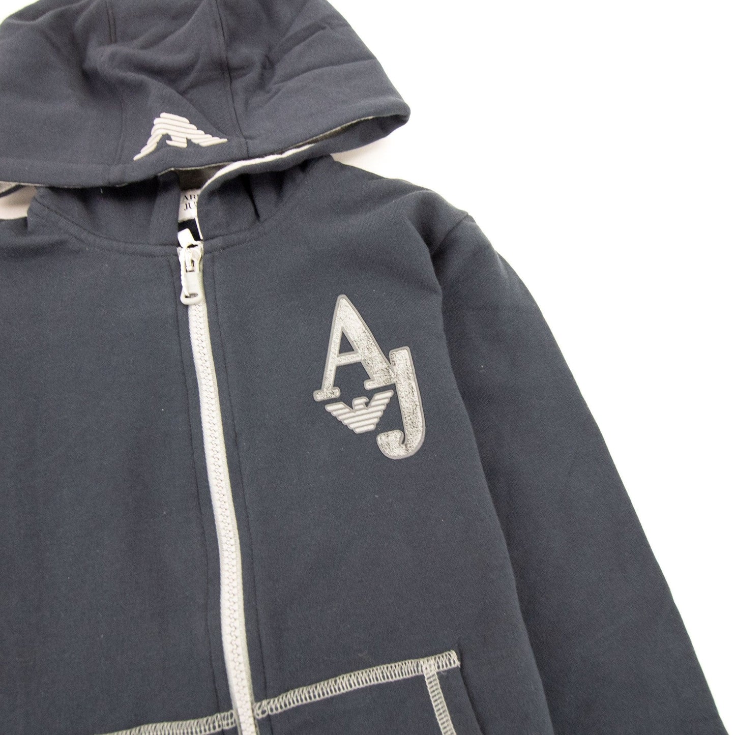 Armani Junior Aj Logo Zip Up Hoody Navy