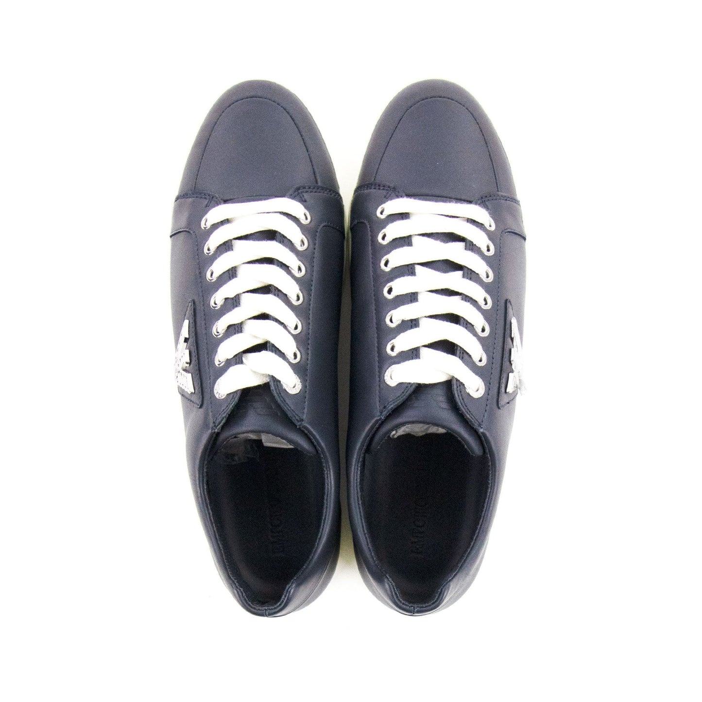 Emporio Armani Metal Eagle Logo Low Trainers Blue/white