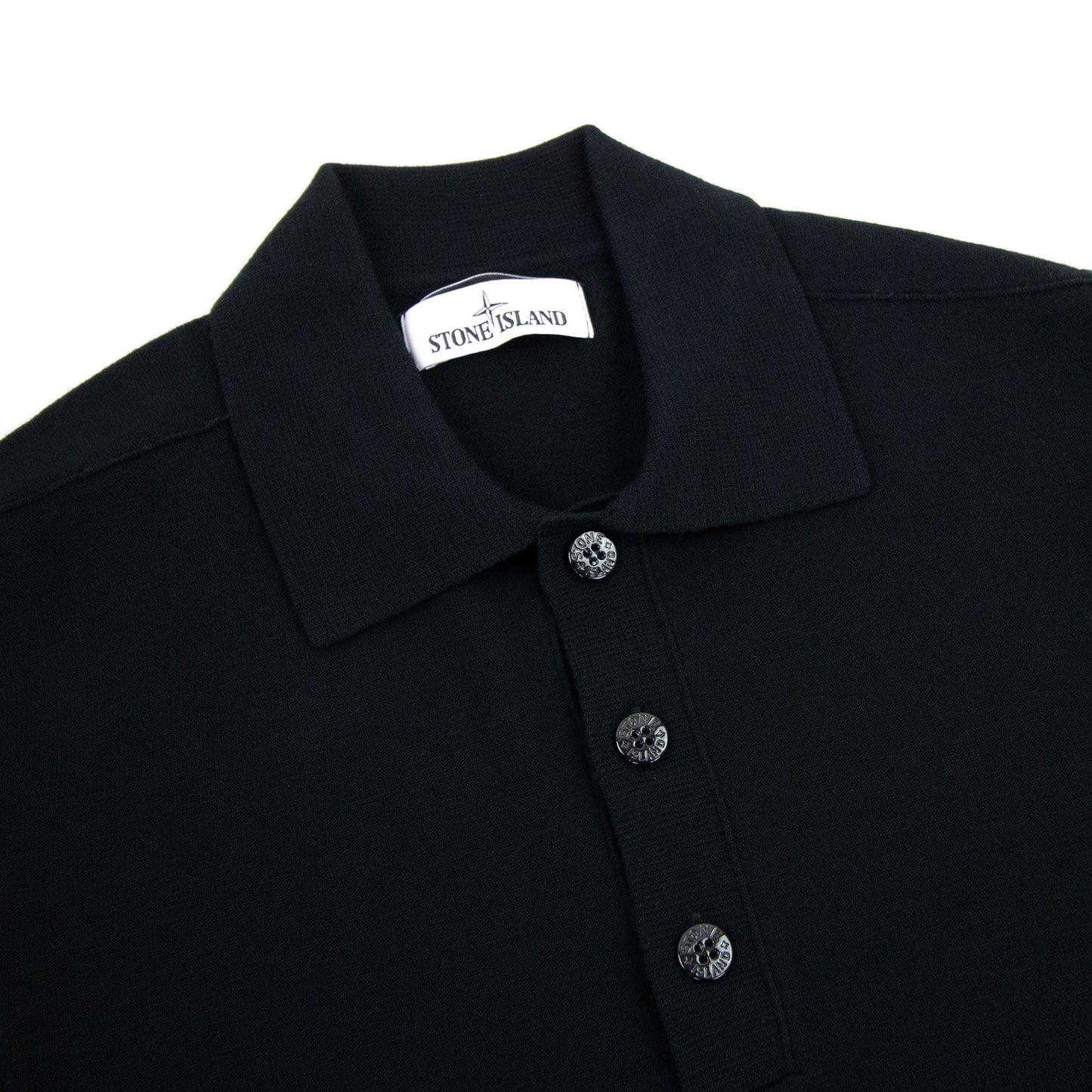 Stone Island 512a1 Stretch Wool L/s Polo Black V0029