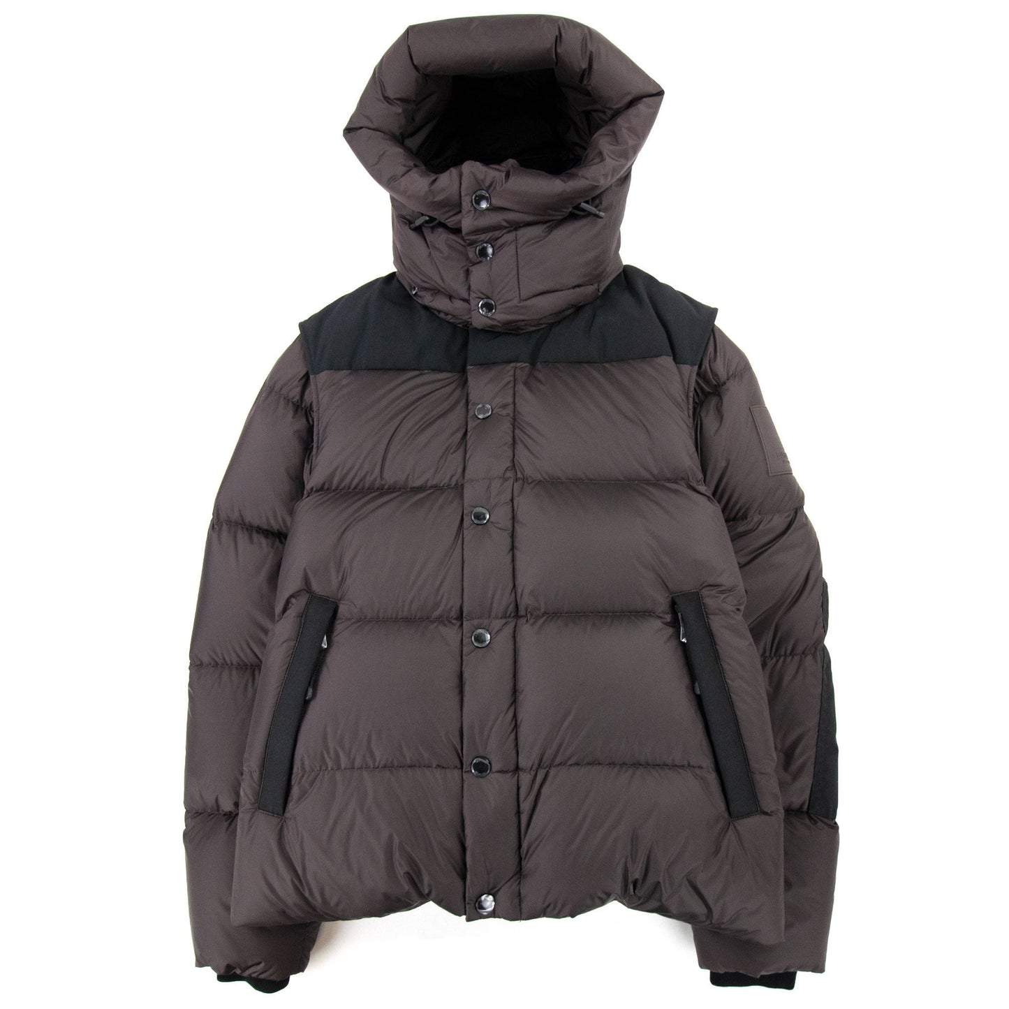 Burberry Detachable Sleeve Hooded Puffer Jacket Brown