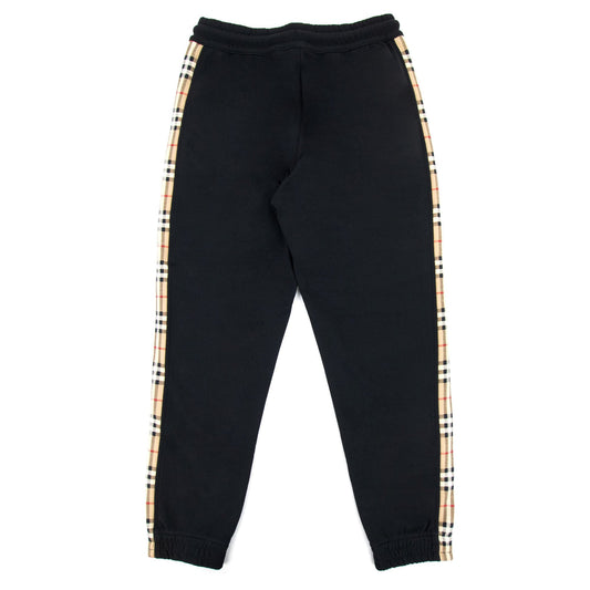 Burberry Vintage Check Panel Cotton Jogging Pants Black