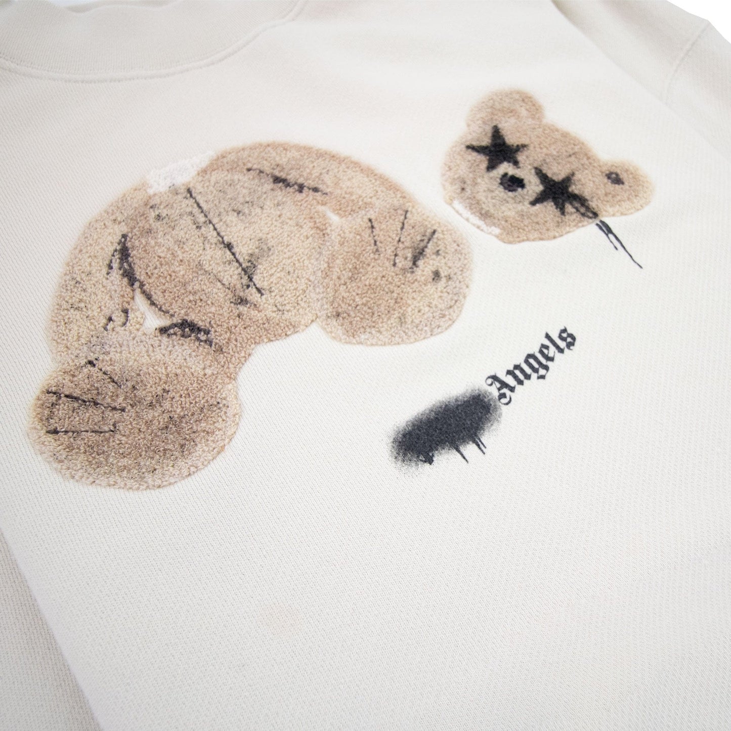 Palm Angels Spray Bear Crewneck Sweatshirt Grey Brown