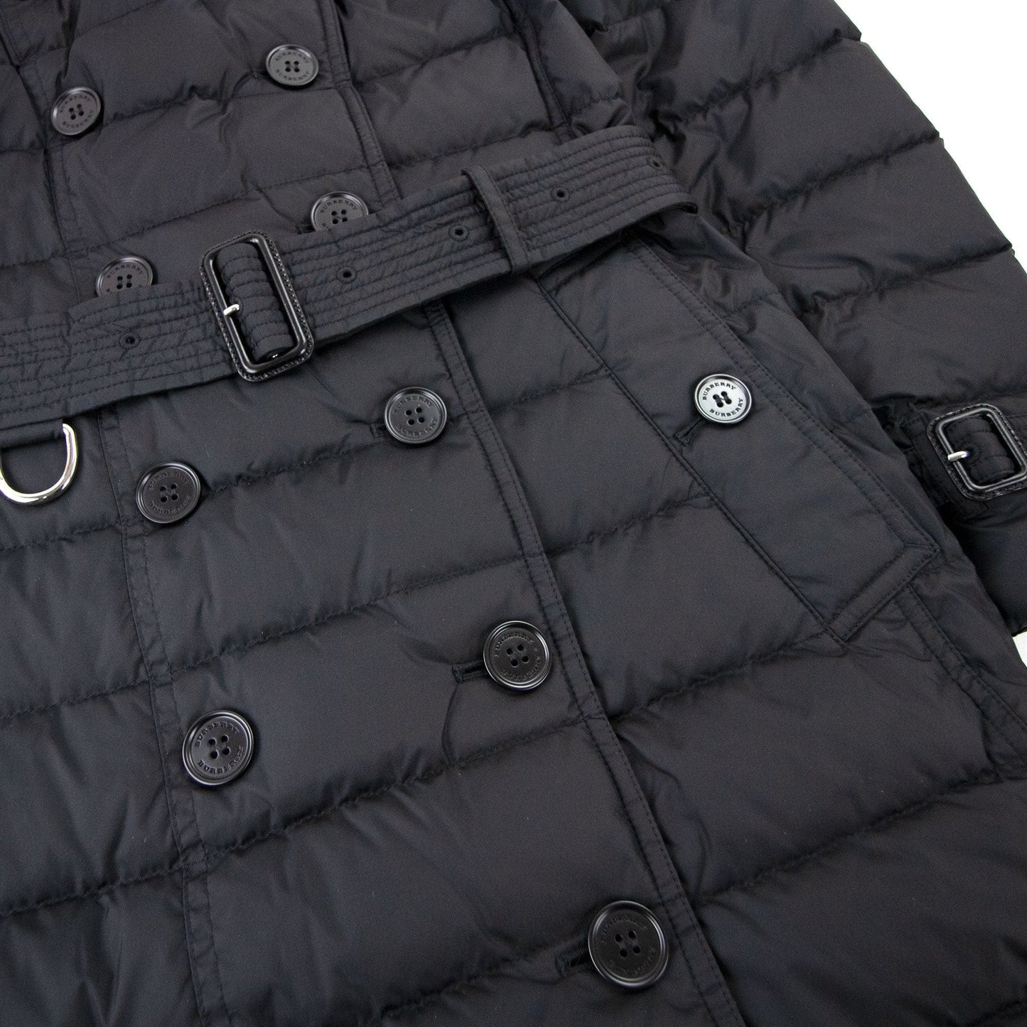 Burberry Woman Detachable Hood Down Filled Coat Black