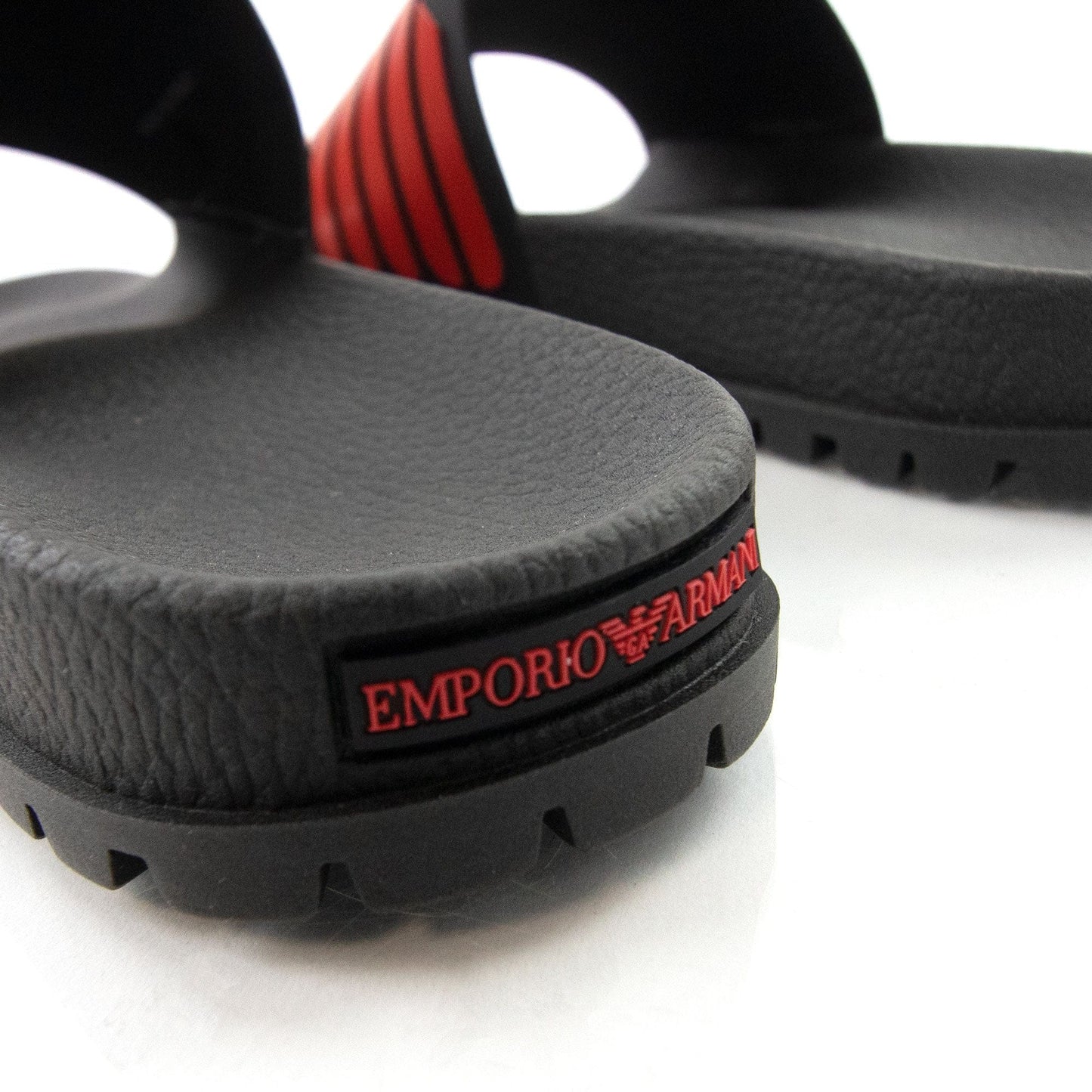Emporio Armani GA Eagle Logo Rubber Sliders Black/red
