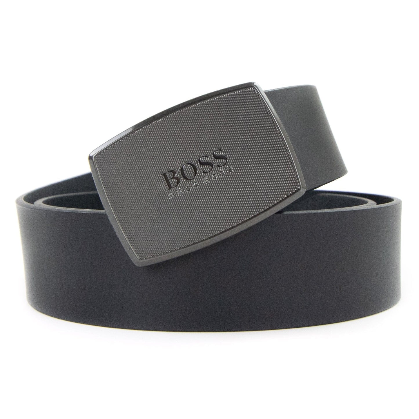 Hugo Boss Jensy Structured Plaque Buckle Belt Black 001