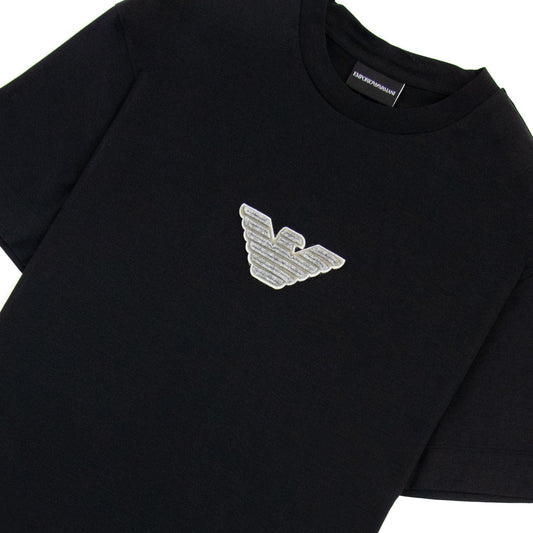 Emporio Armani Felt Eagle Patch Tencel Blend T Shirt Black 999