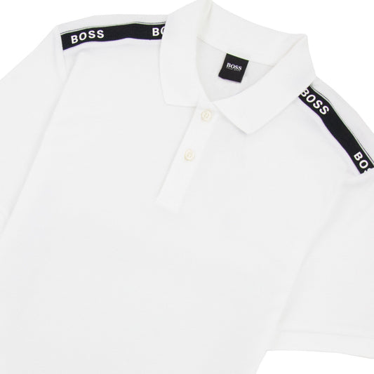Hugo Boss Parlay Tape Detail S/s Polo White 100