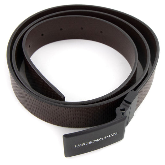 Emporio Armani Perforated Leather Buckle Belt Dark Tan