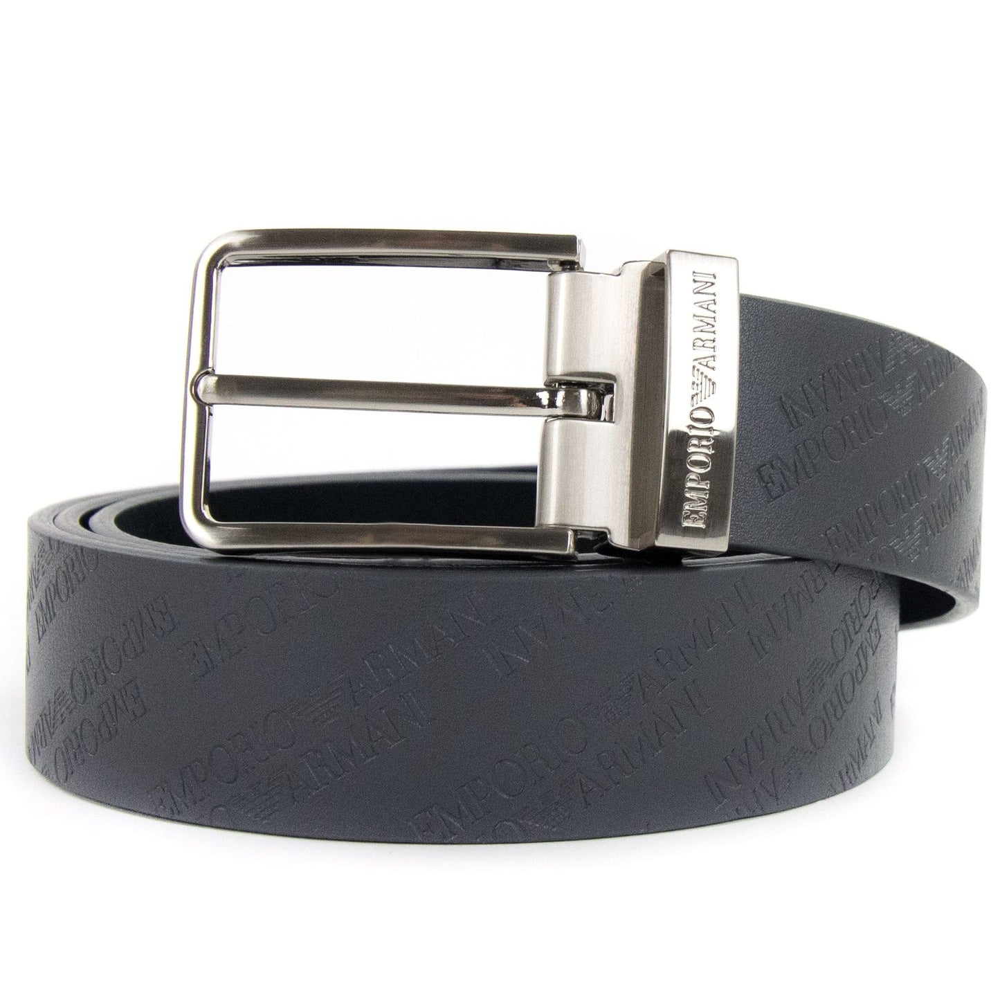 Emporio Armani All Over Embossed Logo Belt Grey