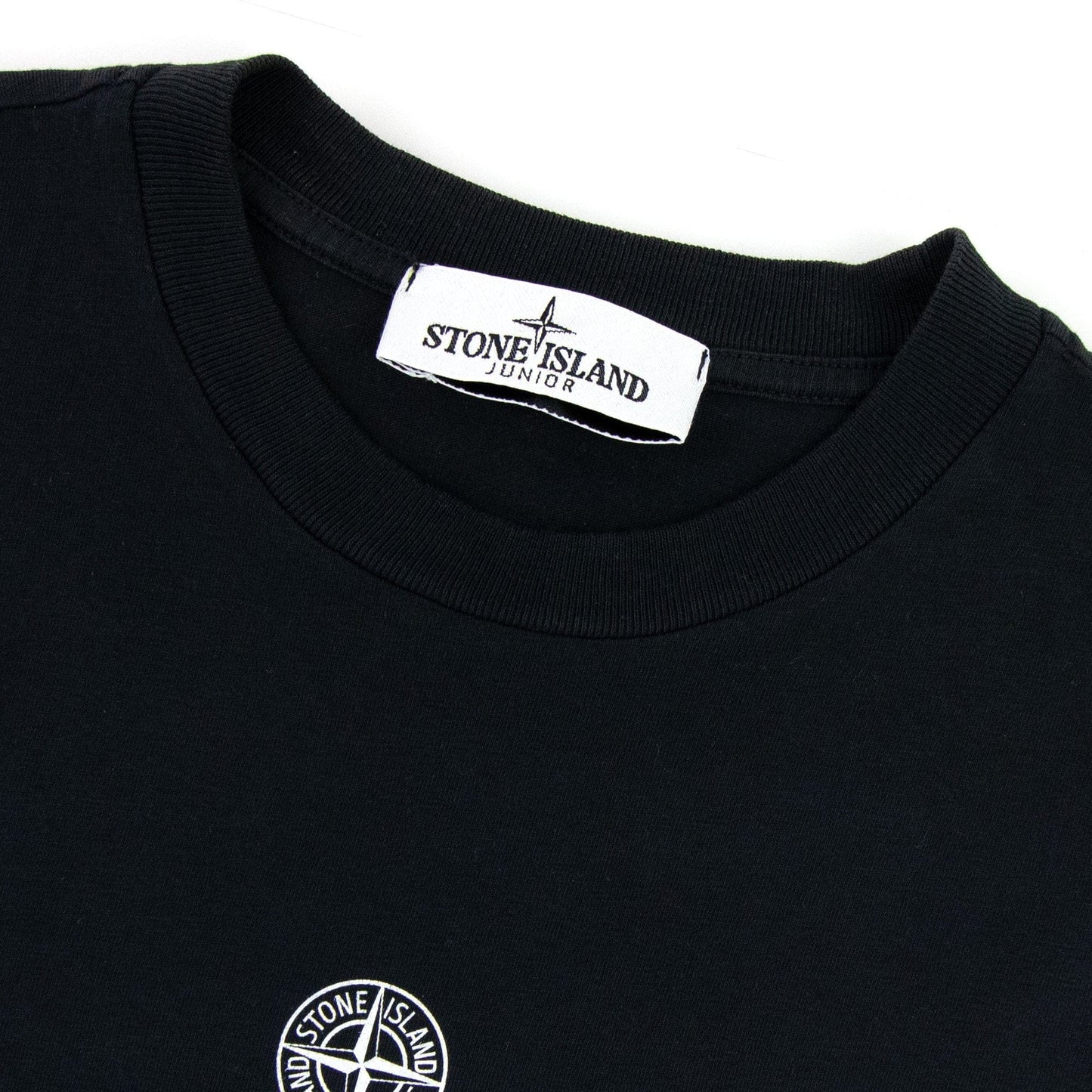 Stone Island Junior Logo Print T Shirt Black V0029