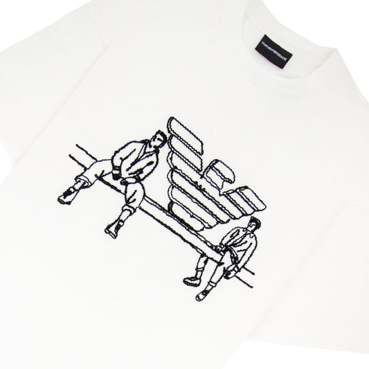 Emporio Armani Jersey T-shirt With Sketch Embroidery And Logo White