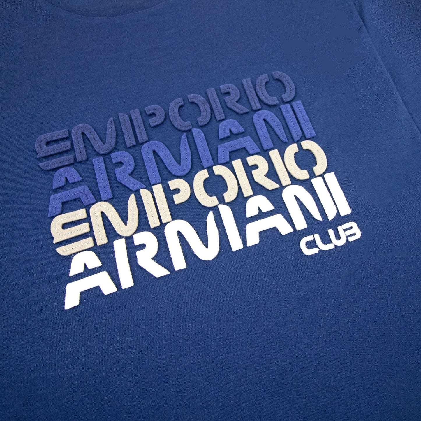 Emporio Armani Tencel Blend T-shirt With Felt Lettering Navy