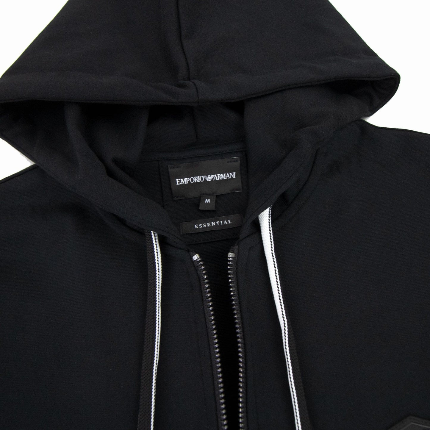 Emporio Armani Hooded Zipped Ponte-di-roma Sweatshirt Nero