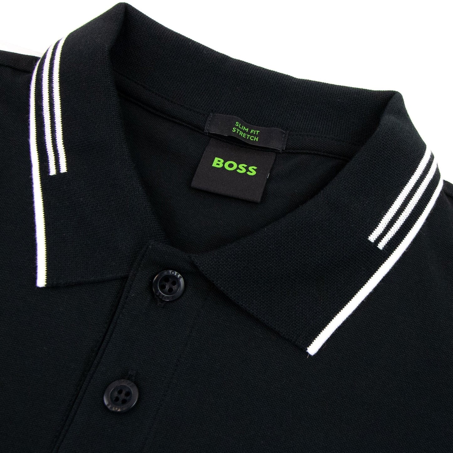 Hugo Boss Pual Curved Logo Slim Fit Polo Black 001
