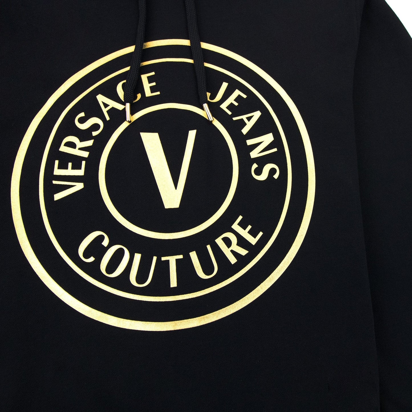 Versace Jeans Couture Vemblem Logo Hoodied Sweatshirt Black/gold
