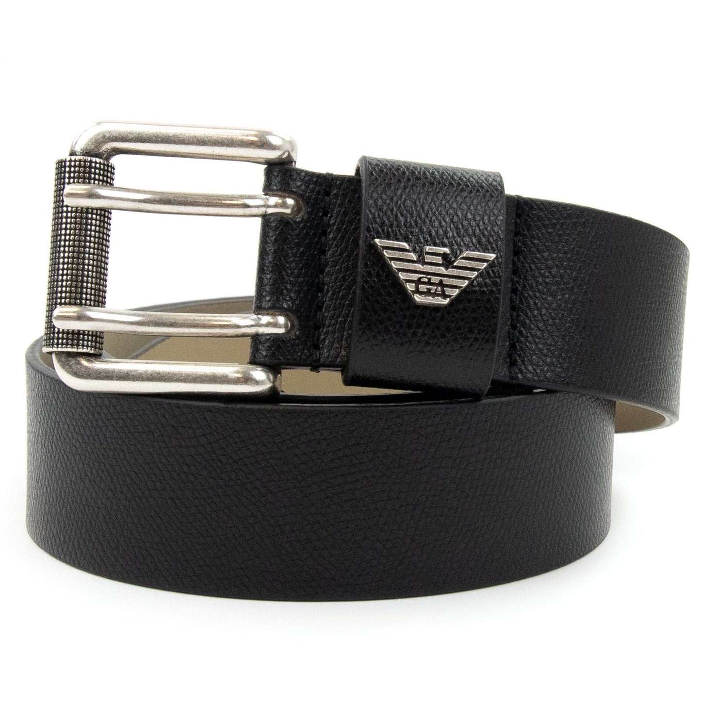 Emporio Armani Printed Palmellato Leather Belt Black