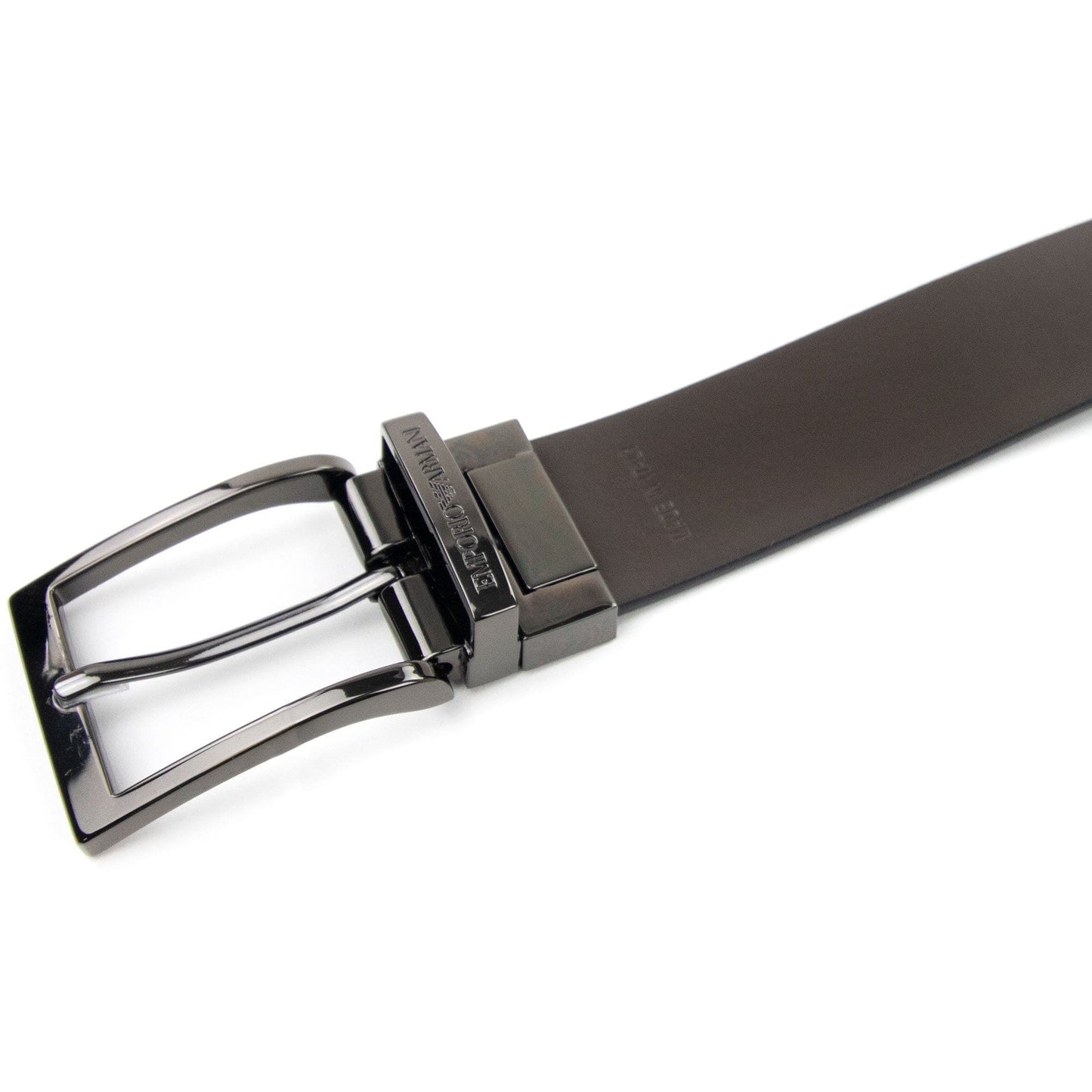 Emporio Armani Reversible Leather Belt With Embossed Logo Lettering Black/Brown