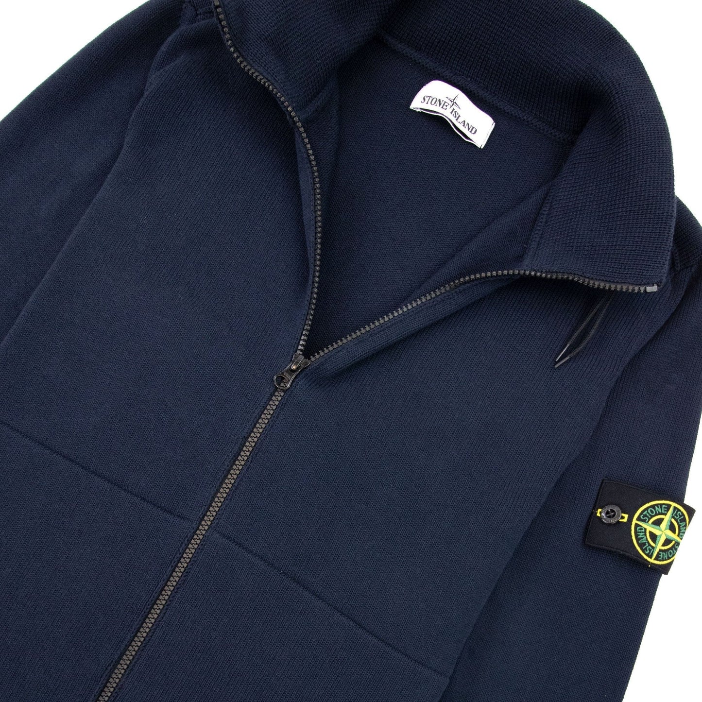 Stone Island Zip Compass Sweat With Concealed Hood Navy V0020