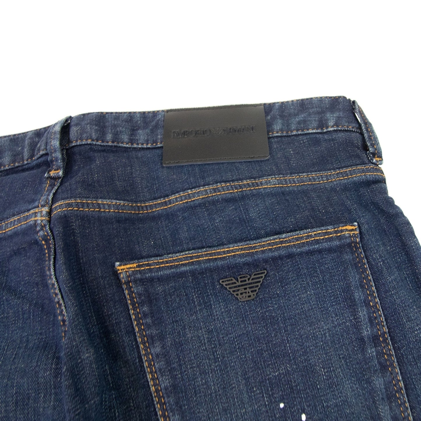 Emporio Armani J06 Slim Fit Worn Wash Jeans Denim Blue