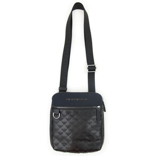 Emporio Armani Flat Nylon Shoulder Bag With Monogrammed Eagle Navy/black