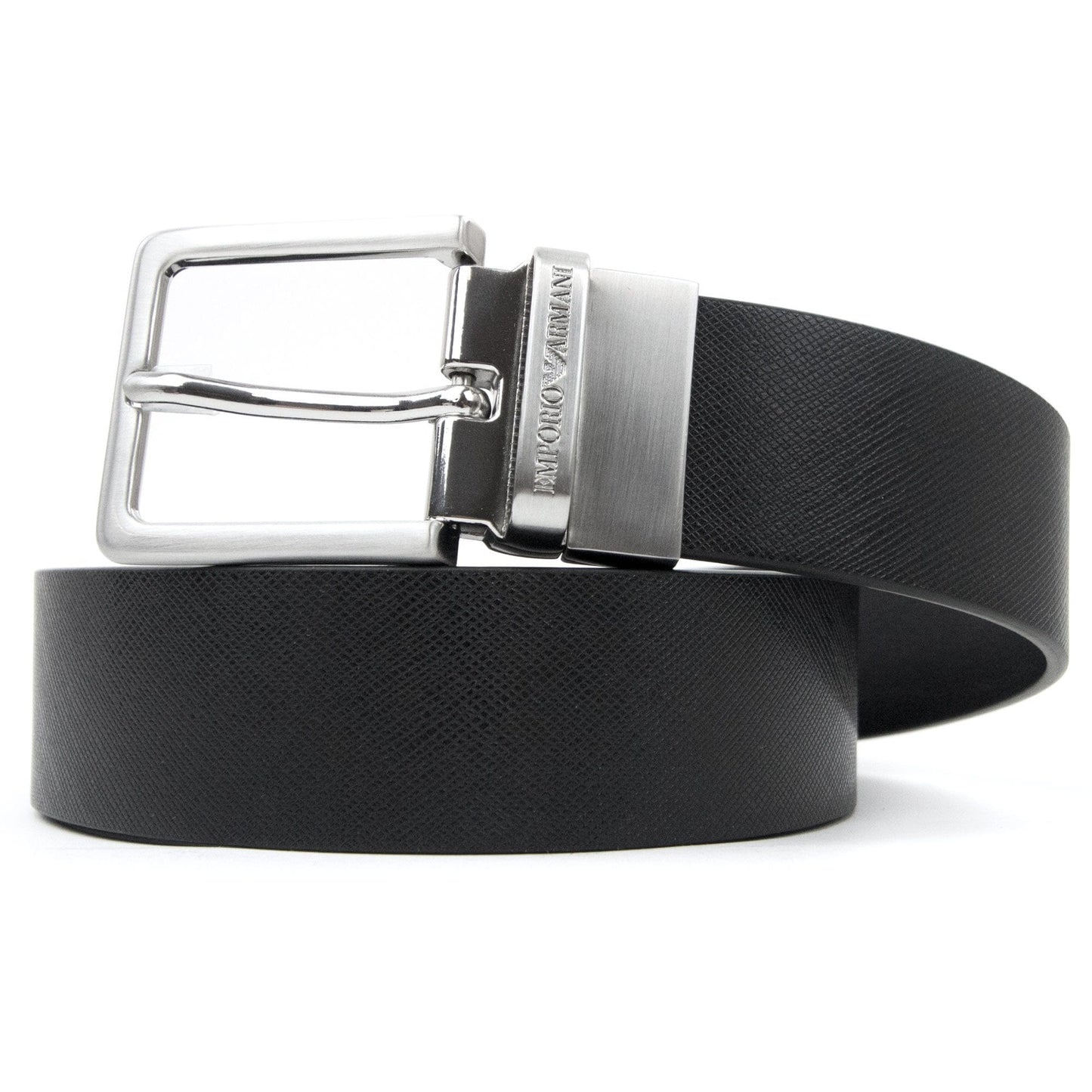Emporio Armani Gift Box With Reversible Belt In Saffiano Leather Black