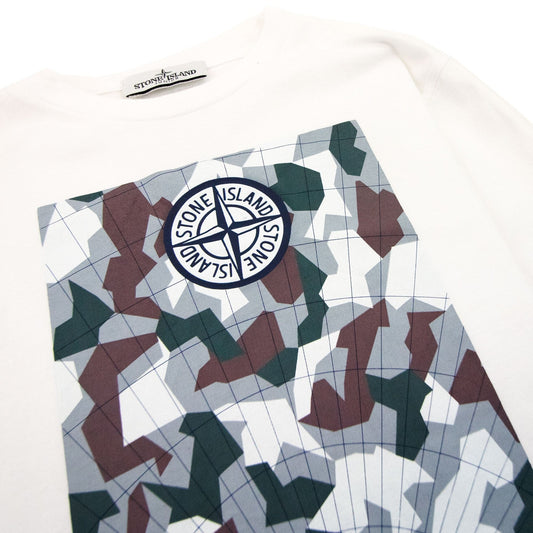 Stone Island Junior 21151 Logo Graphic T Shirt White V0099