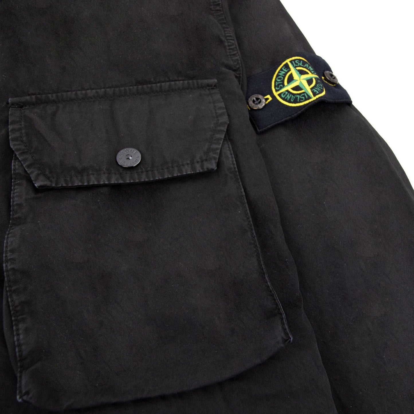 Stone Island 114wn Brushed Cotton Canvas Old Effect Black V0129