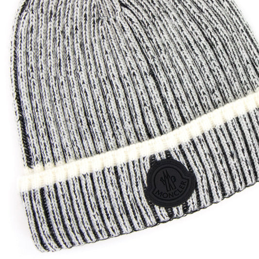 Moncler Logo Wool Beanie Grey 090