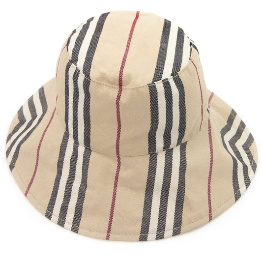 Burberry Checked Cotton Blend Bucket Hat Beige