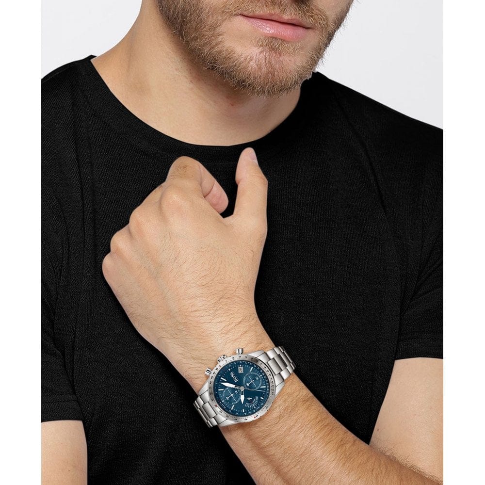Hugo Boss Pilot Edition Chrono Watch Stainless Steel