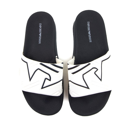 Emporio Armani Band Print Eagle Logo Slider Black/white