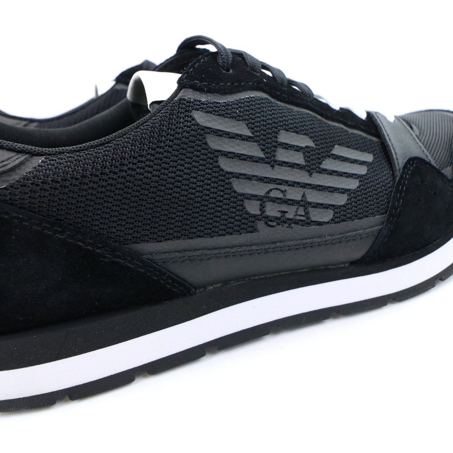 Emporio Armani Suede Sneakers With Contrasting Inserts And Oversi Black/black