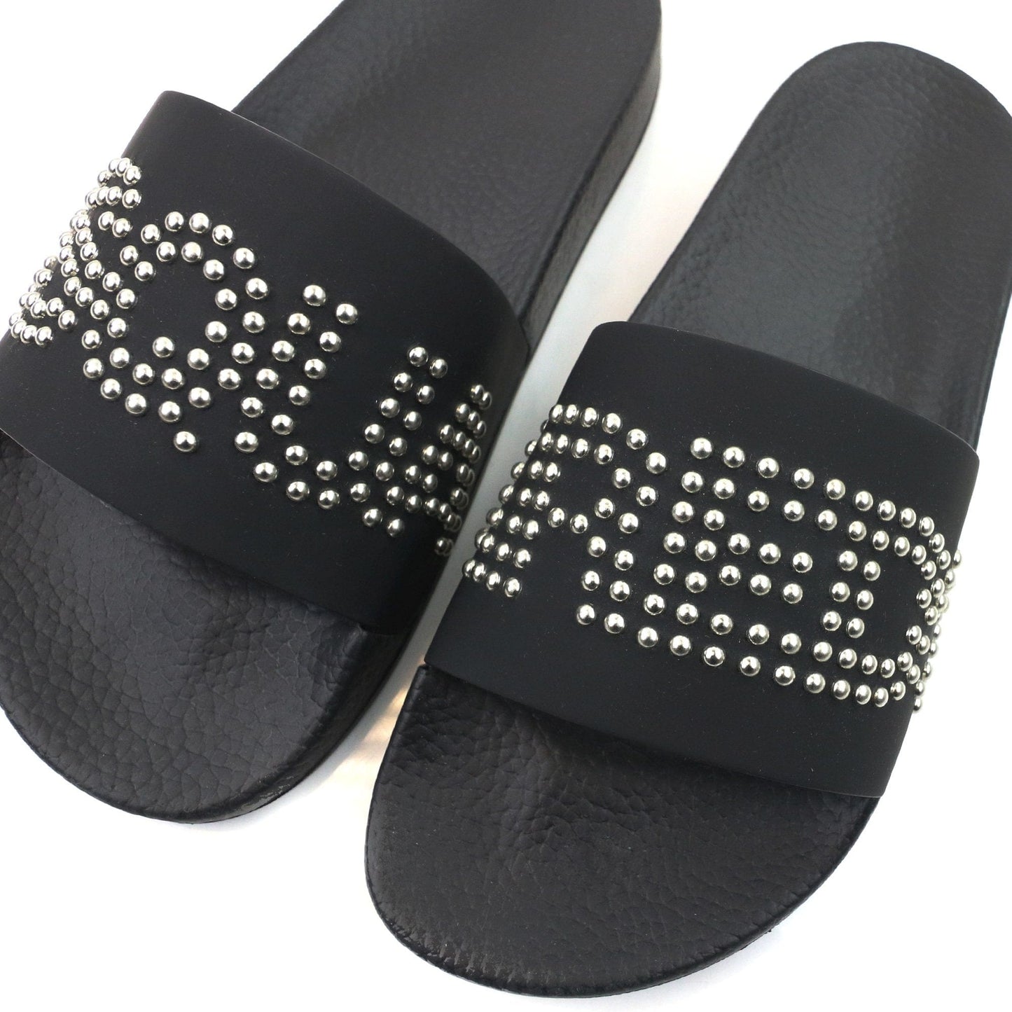 Dsquared2 Dsq2 Stude Logo Leather Sliders Black