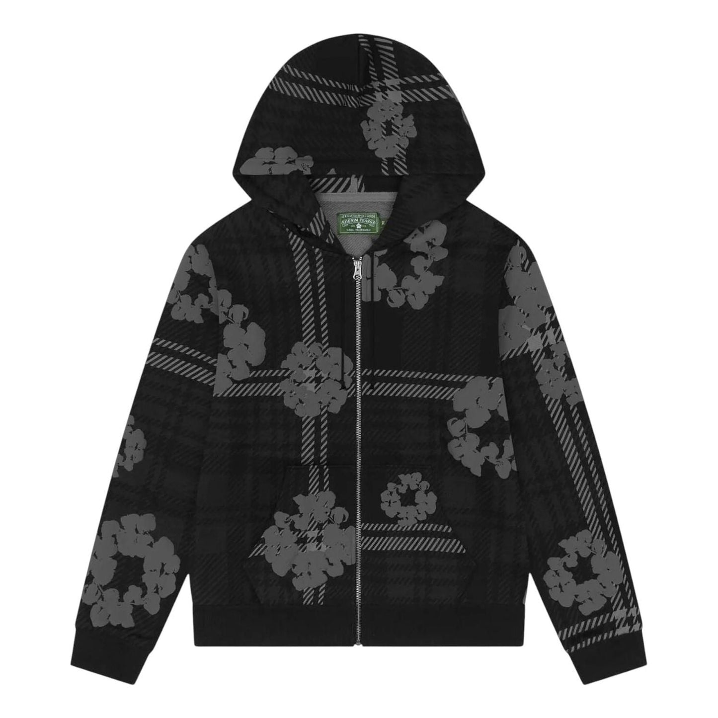Denim Tears Plaid Cotton Wreath Zip Hoodie 'Black' FW25TZH0101