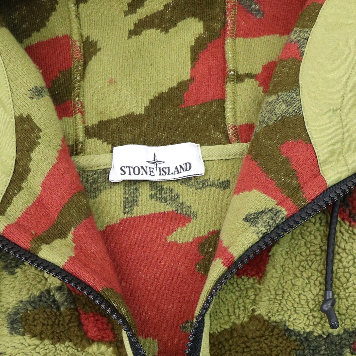 Stone Island 616e3 Heritage Camo Pile Hoodied Sweatshirt Military Green V0054