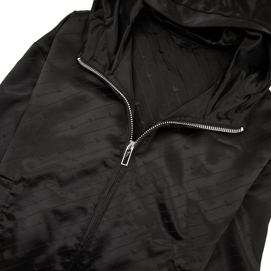 Emporio Armani Jacquard Nylon Hooded Blouson With All-over Eagle Black